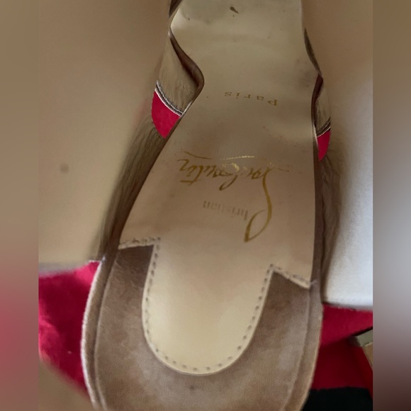 Louboutin brown suede sandal ankle wrap bootie 37.5 - Picture 11 of 15